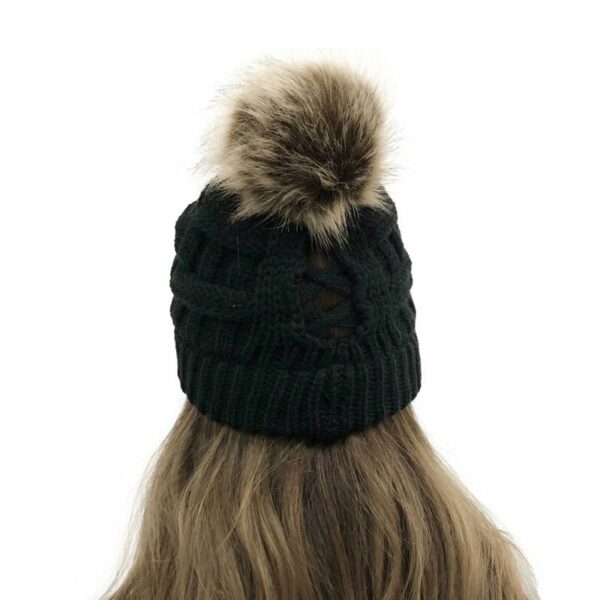 Ponytail Ribbed Beanie