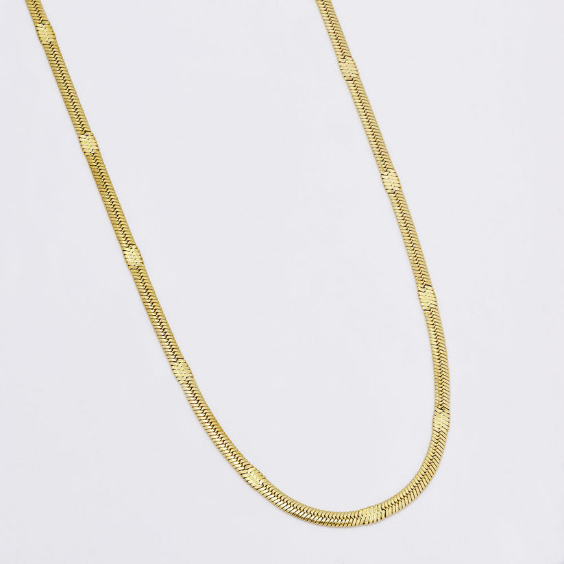 Herringbone Stamped Necklace - Gold