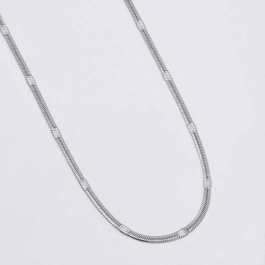 Herringbone Stamped Necklace - Silver