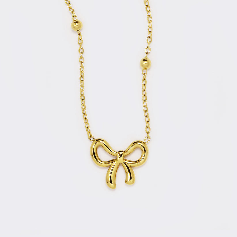 Bow Design Necklace - Gold