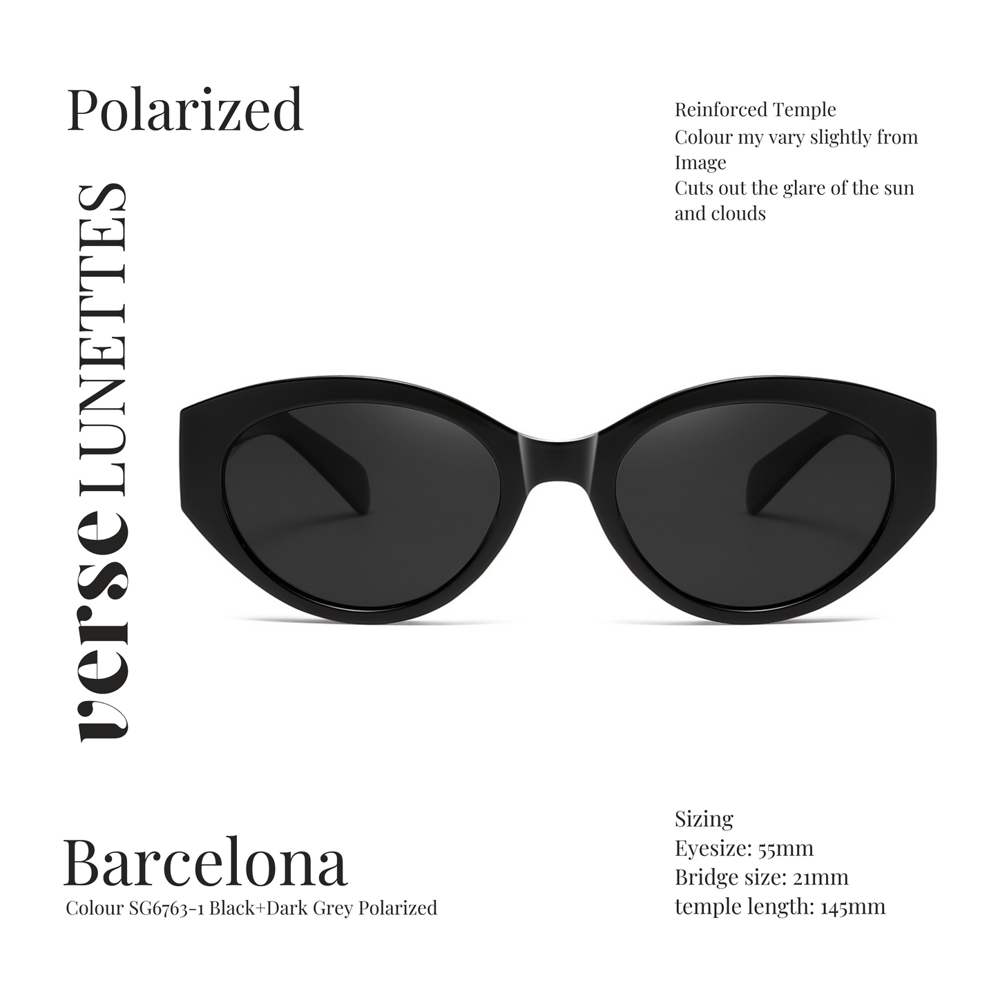 Barcelona Polarized Sunglass - Black