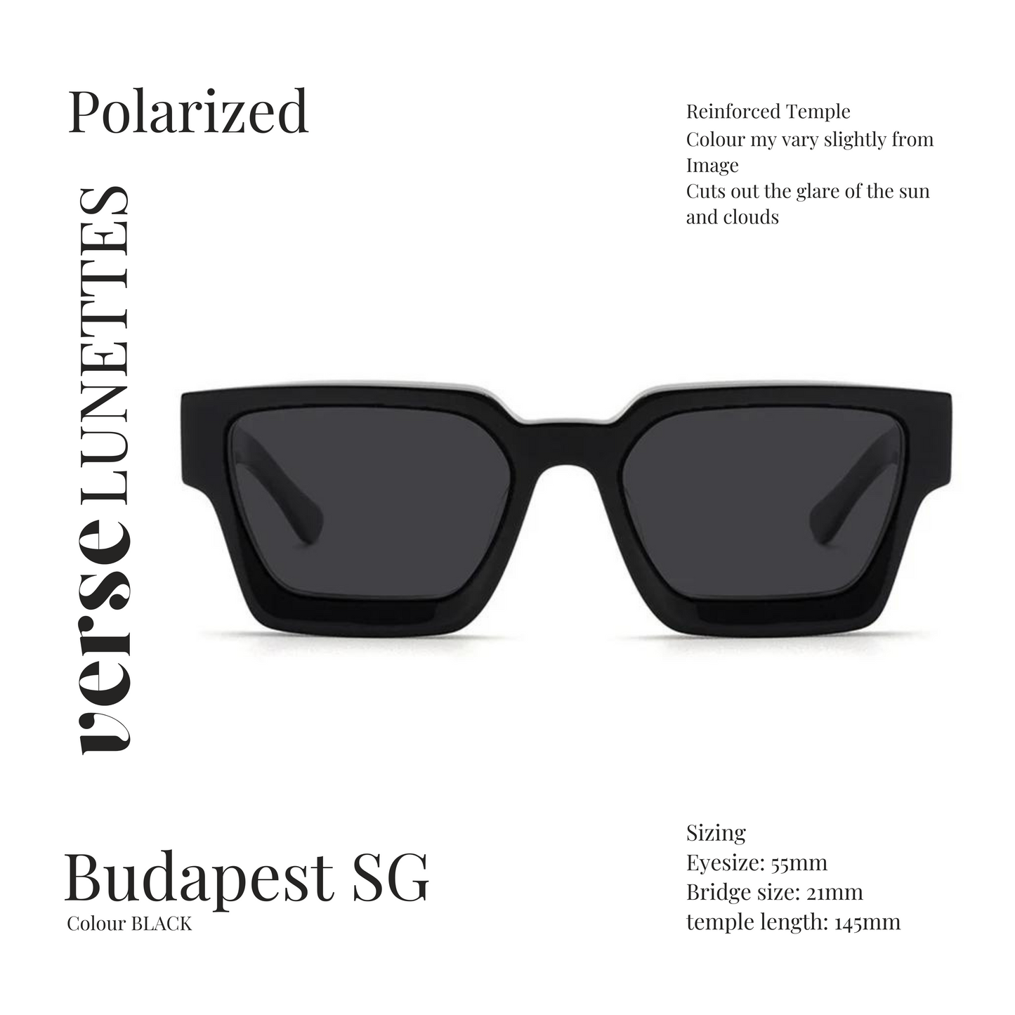 Budapest Polarized Sunglass - Black